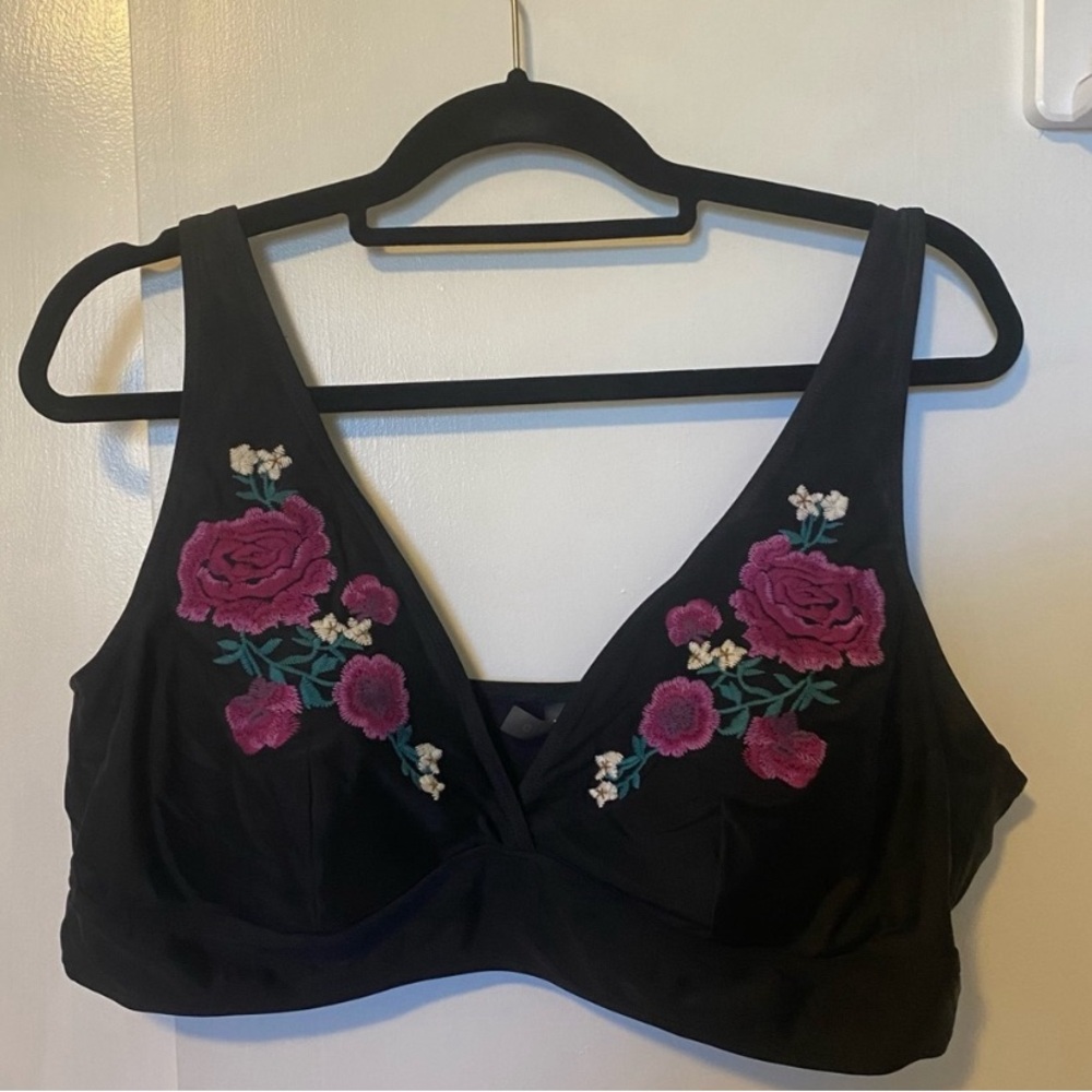 Beautiful embroidered roses bikini top